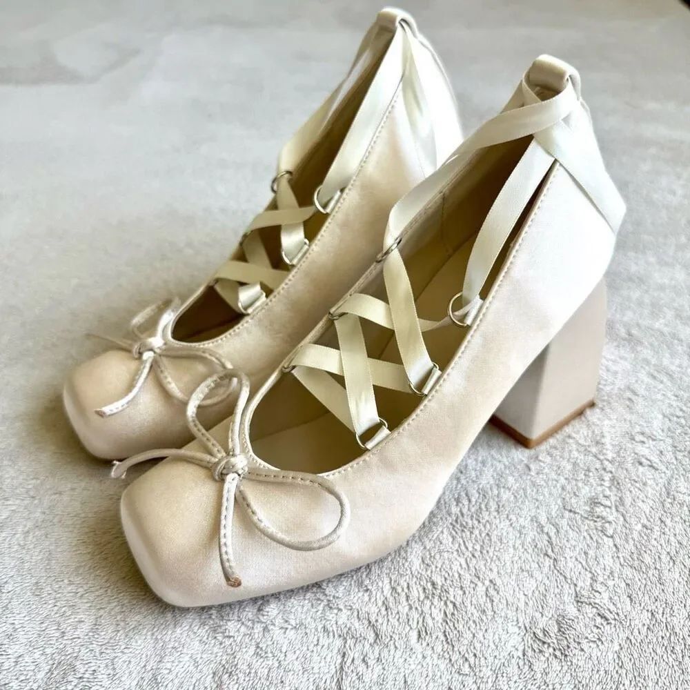 NWOT Cider Ballet Satin Bow Mary Jane Heels size 36 US6